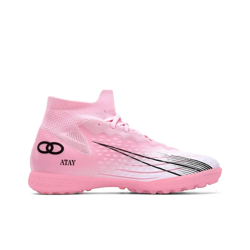 ATAY AG Rubber Short Studs TF Rubber Broken Studs Cushioned Slip-Resistant Abrasion-Resistant Soccer Shoes Unisex Pink-1