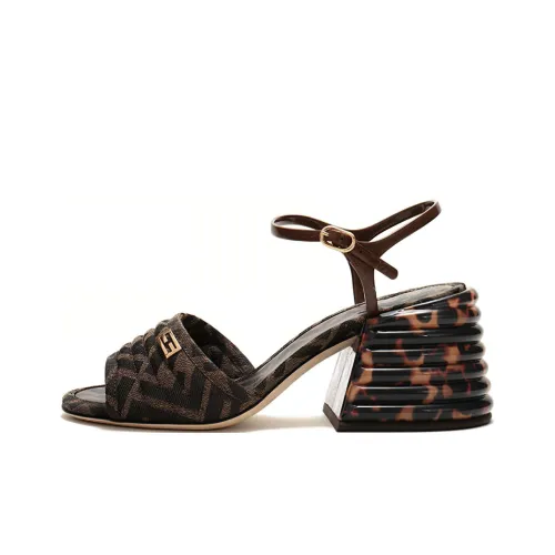 FENDI Strap Sandals Women's Brown Black