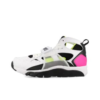 Nike Air Trainer Huarache Anti Slip Wear Resistant High Top Vintage Basketball Shoes Men's White Black Pink