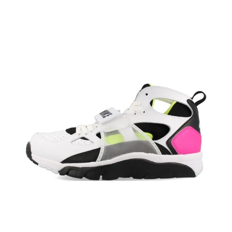 Nike Air Trainer Huarache Anti Slip Wear Resistant High Top Vintage Basketball Shoes Men's White Black Pink-0