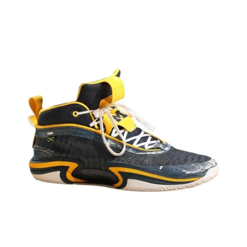 Jordan Air Jordan 36 PE 'University Of Michigan' Cushioning Mid-Top Basketball Shoes Men's Gray Yellow-2