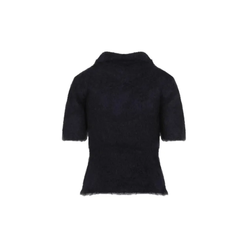 MARNI Short Sleeved Brushed Knitted Polo Top-1