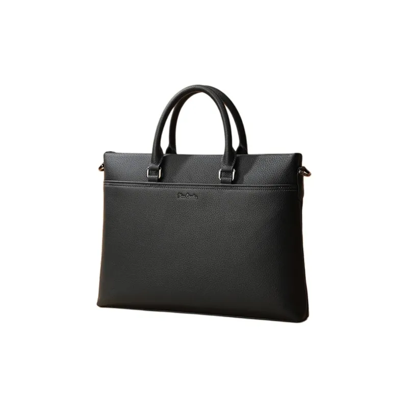 PIERRE CARDIN Cow Leather Handbag, Laptop Bag, Briefcase Regular Men's Black-1