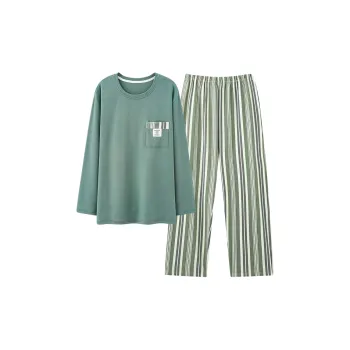 Montagut Pajama Set Autumn And Winter Season Men's 2 Pack Green
