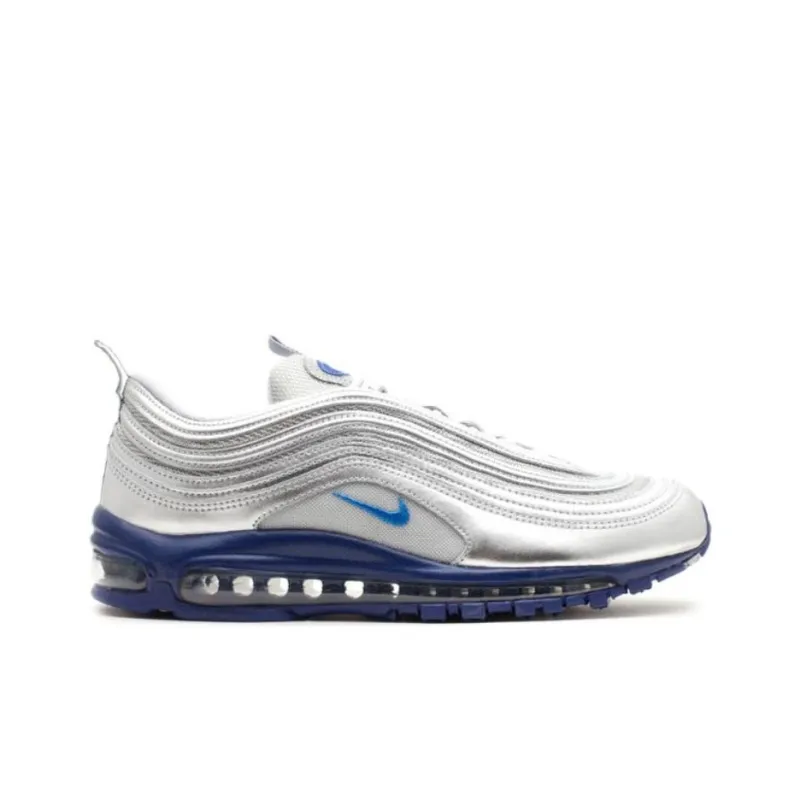 Nike Air Max 97 Slip Resistant Low Top Running Shoes Unisex Silver Blue-1