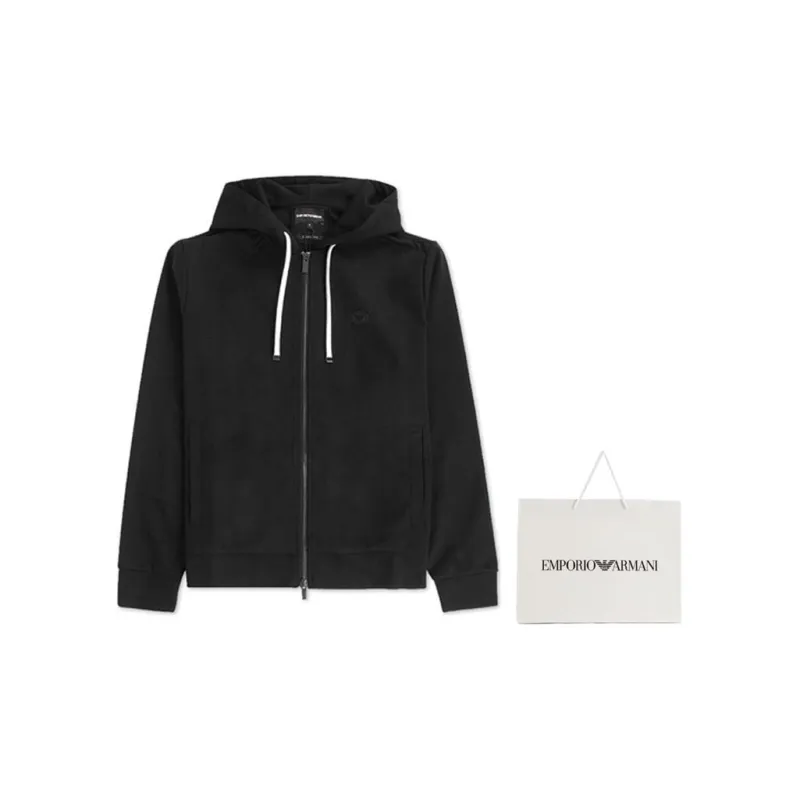 EMPORIO ARMANI Logo Patch Zipped Drawstring Hoodie-2