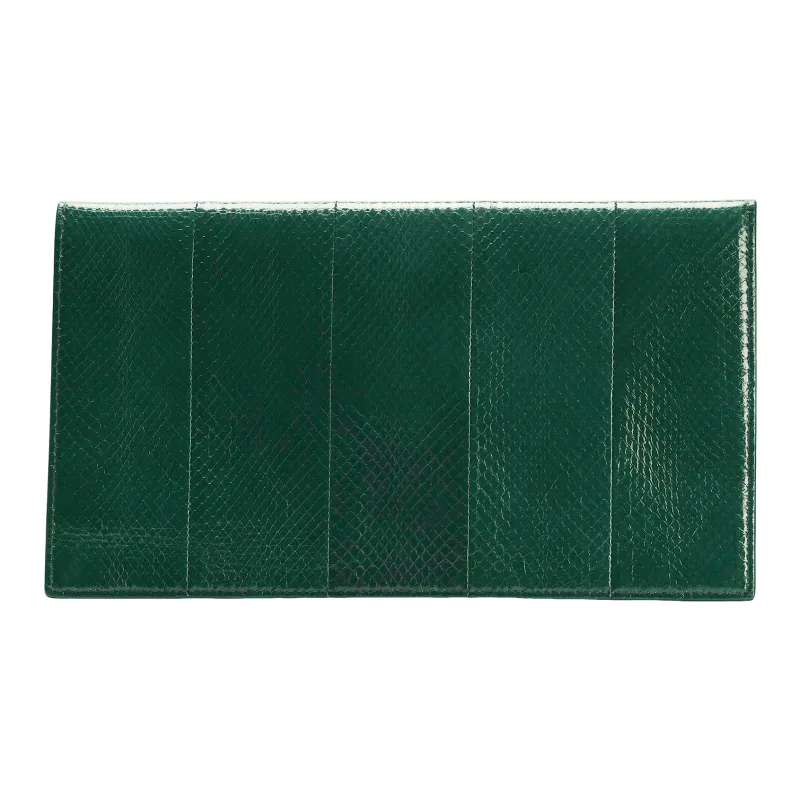 SAINT LAURENT UPTOWN Snake Skin Envelope Bag, Clutch Small Size Women's Grassland Green-5