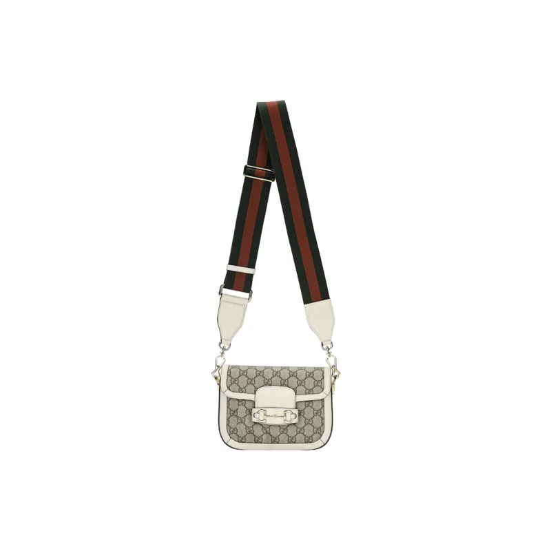 GUCCI Horsebit 1955 Mini Bag Beige/White-1