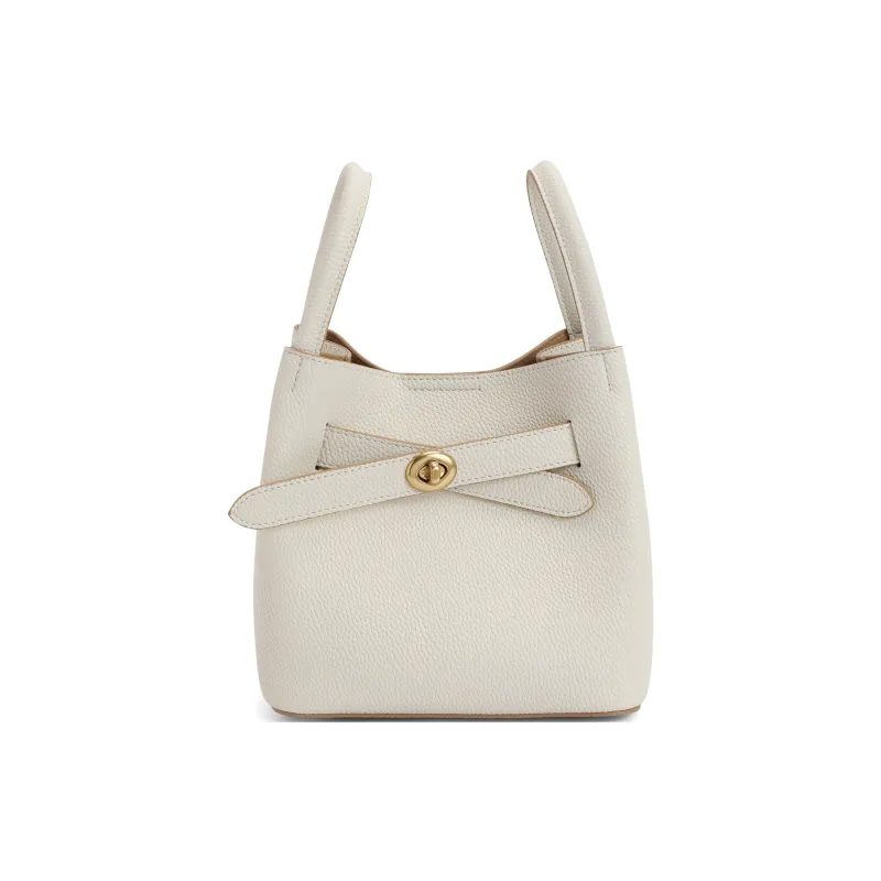 BELLE Artificial Leather Bucket Bag, Handbag, Crossbody Bag Medium Size Women's Gray/Beige-5