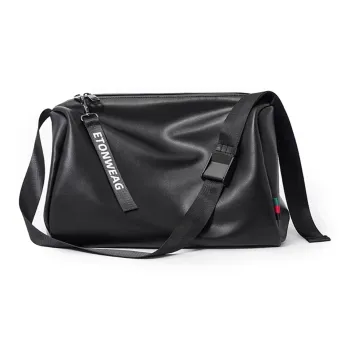 Slazenger Soft PU Leather Fitness Travel Commute Crossbody Bag Regular Men's Black Gray Khaki
