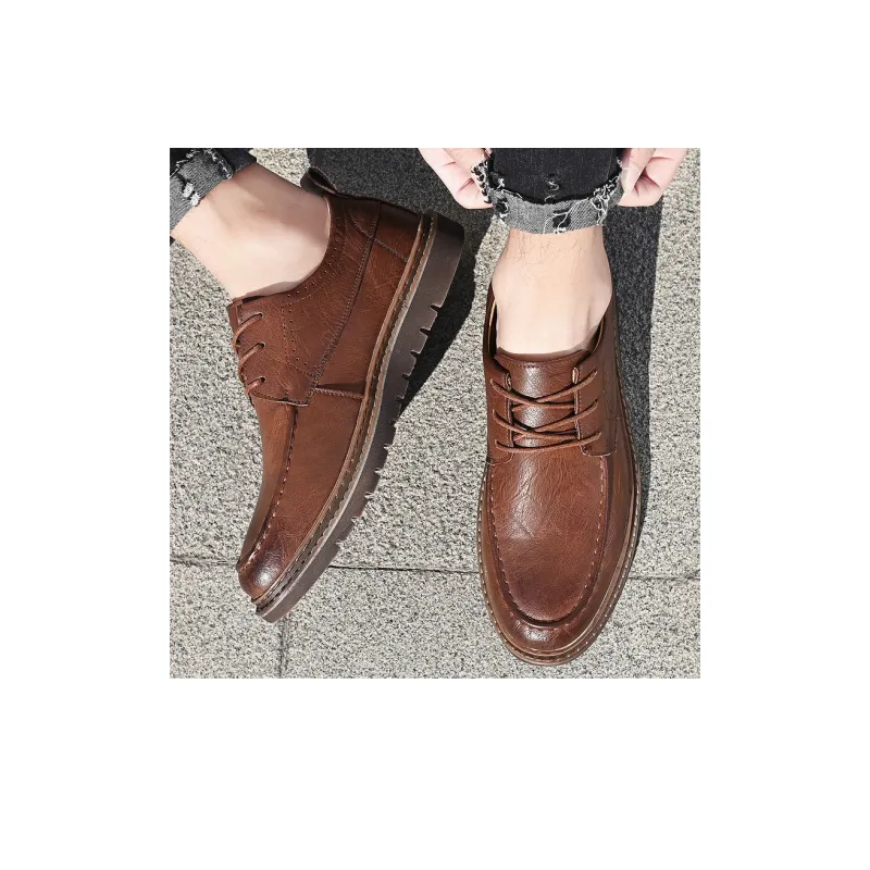 King Jinmai Men's Casual Shoes Men Low Top Black, Brown-24