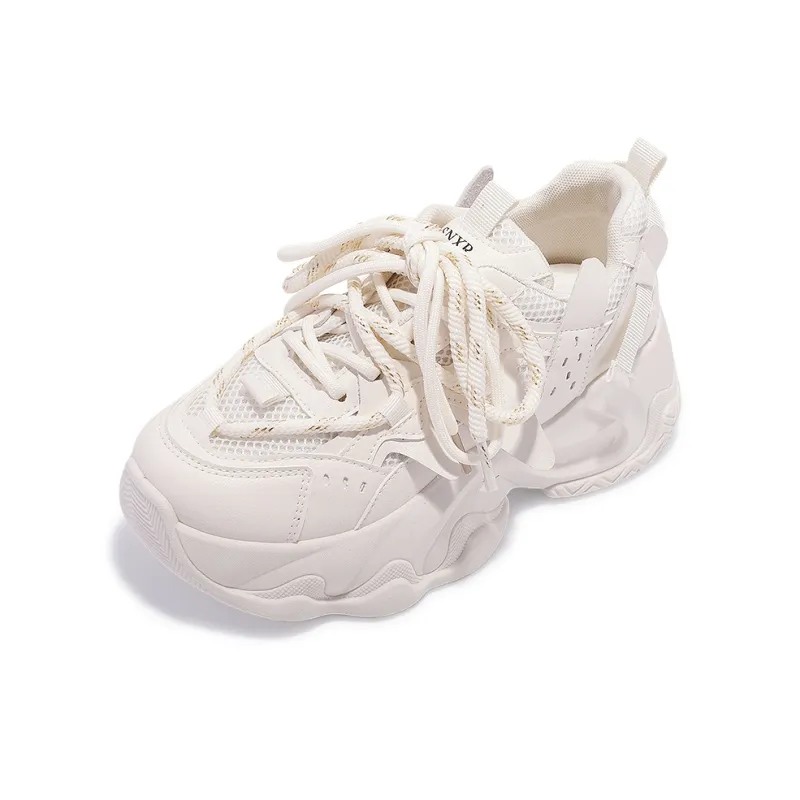 SNXR Anti-Slip Wear-Resistant Waterproof And Breathable Low-Top Chunky Sneakers Women's Beige-52
