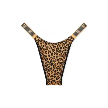 Victoria's Secret Very Sexy Double Shine Strap Lace Brazilian Panty / Leopard Underpants Women's 1 Pack Leopard Print