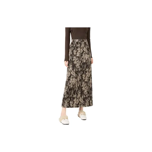 TOUCH Casual Long Skirts Women's Dark Coffee Base Multicolor