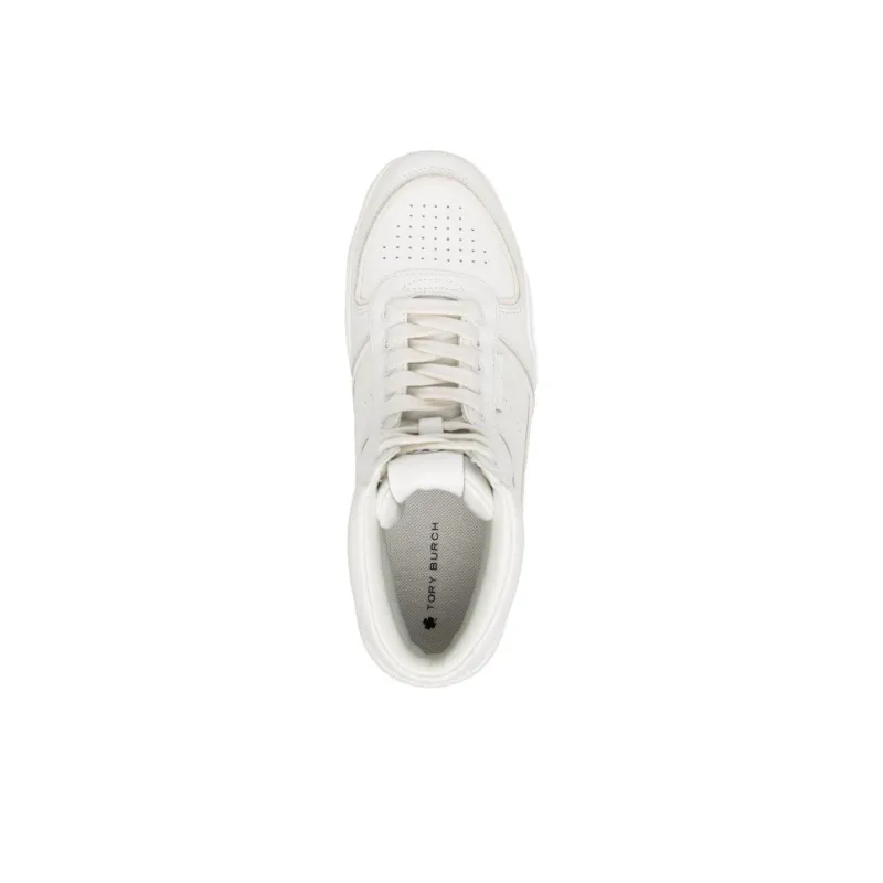 TORY BURCH Clover Court High Top Skateboard Shoes Women's White-4