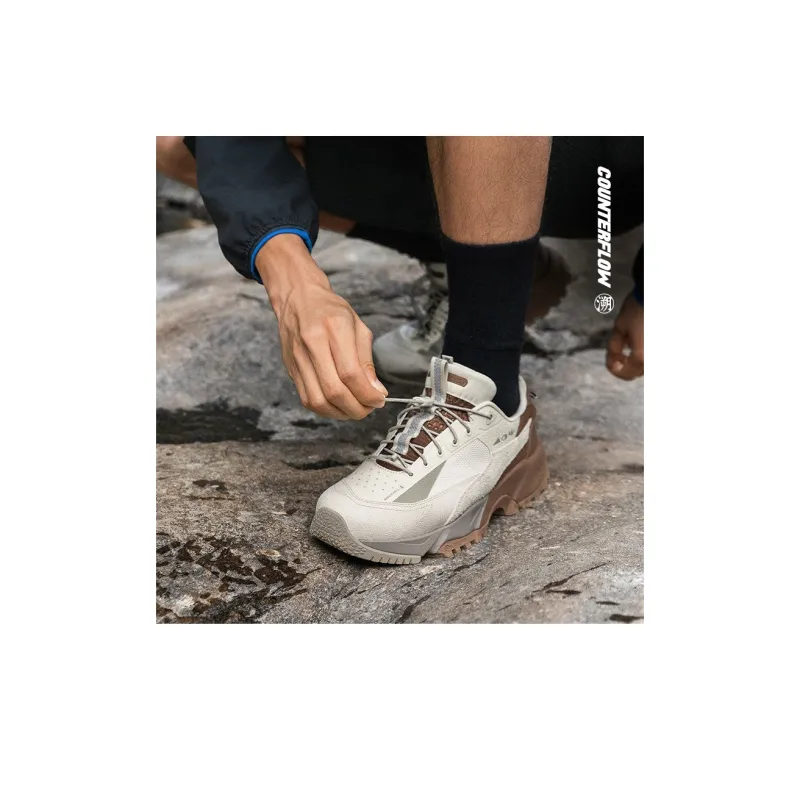 LiNing CF Hiking Pro Shock absorbing And Waterproof Low Top Casual Shoes Men's Gray Brown-8