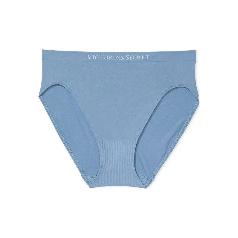 Victoria's Secret Seamless Seamless High-Leg Brief Panty / Faded Denim Underpants Women's 1 Pack Blue-0