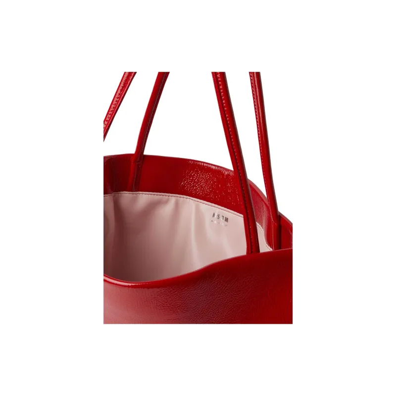 MSGM Logo-debossed Leather Tote Bag-3