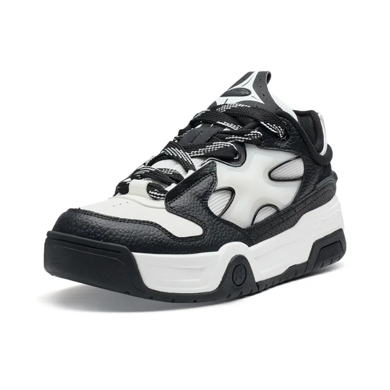 XTEP Star X Stars Wear Resistant Low Top Skateboard Shoes Men's Black/Sail White-2