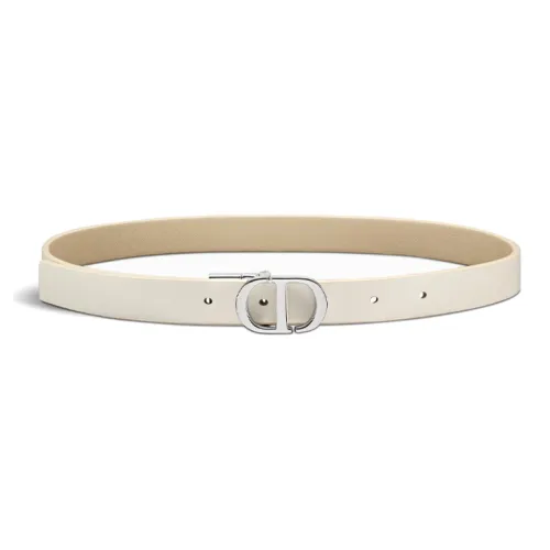 DIOR Buckle Decoration Calfskin Leather Belts Women's Milk White/Beige Width  2CM