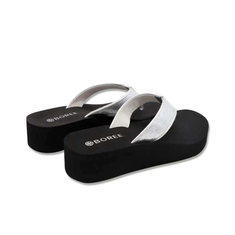 BOREE Quiet Odor Resistant Abrasion Resistant Slip Resistant Flip Flops Women's Black-3