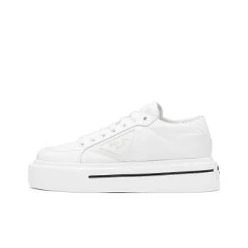 PRADA Macro Low Top Stylish Skateboarding Shoes Women's White