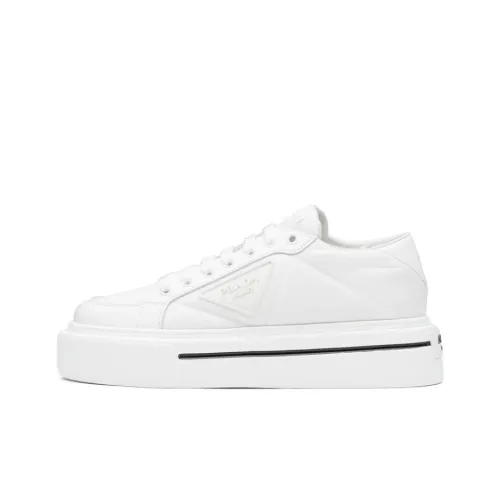 PRADA Macro Low Top Stylish Skateboarding Shoes Women's White