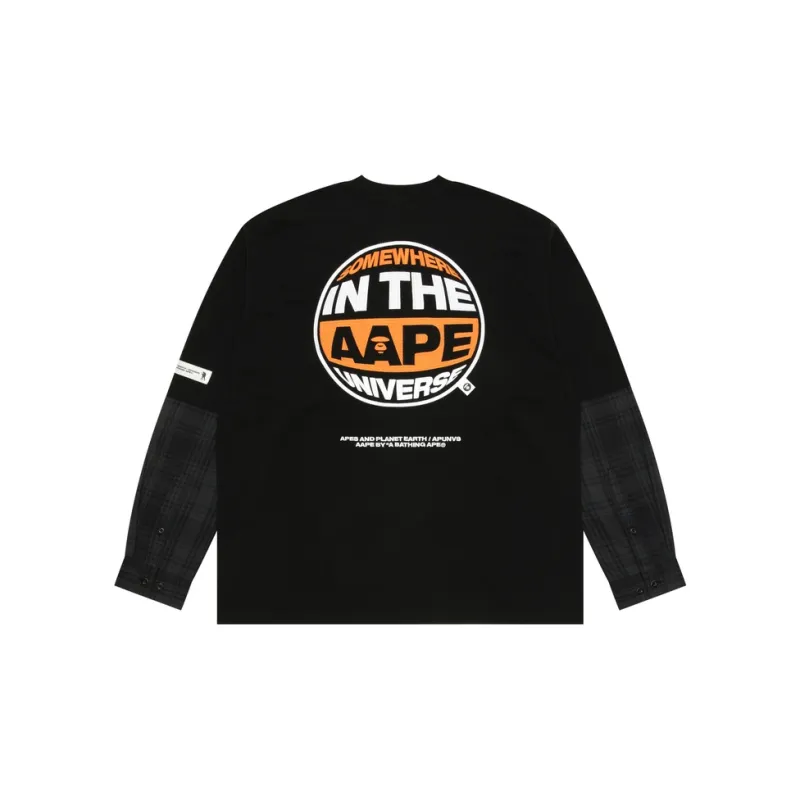Aape By *A Bathing APE® Moonface Plaid panelled Long sleeve Tee-1