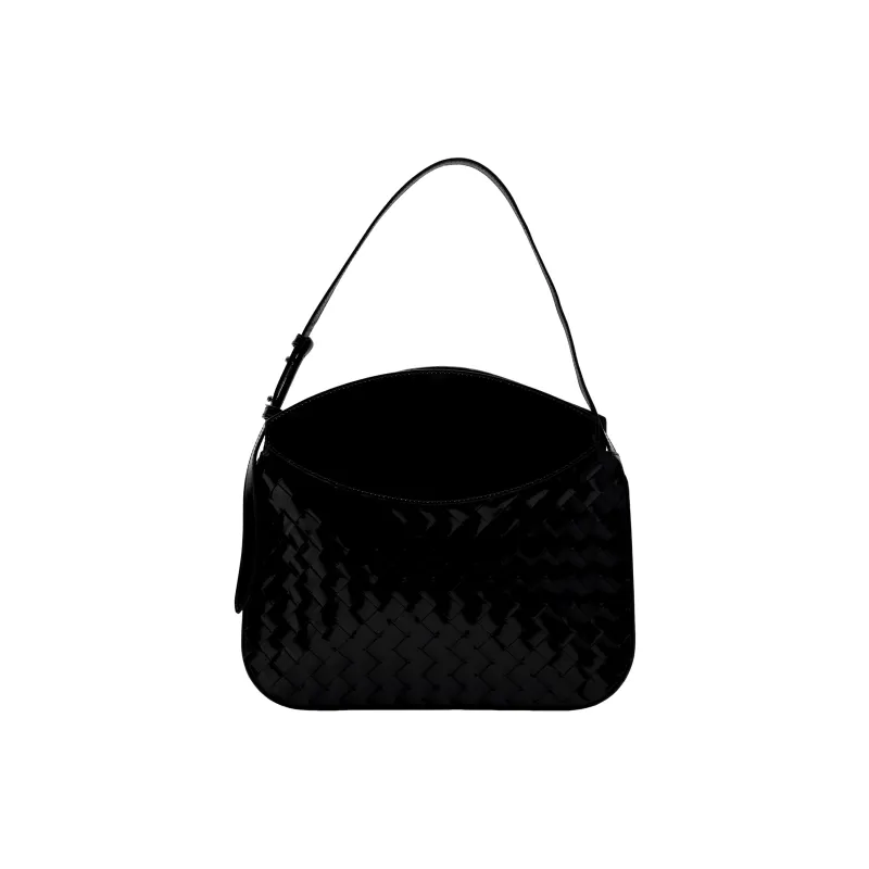 Bottega Veneta FLAP Cow Leather Crescent Bag Pochette Handbag, Shoulder Bag Women's Black-1