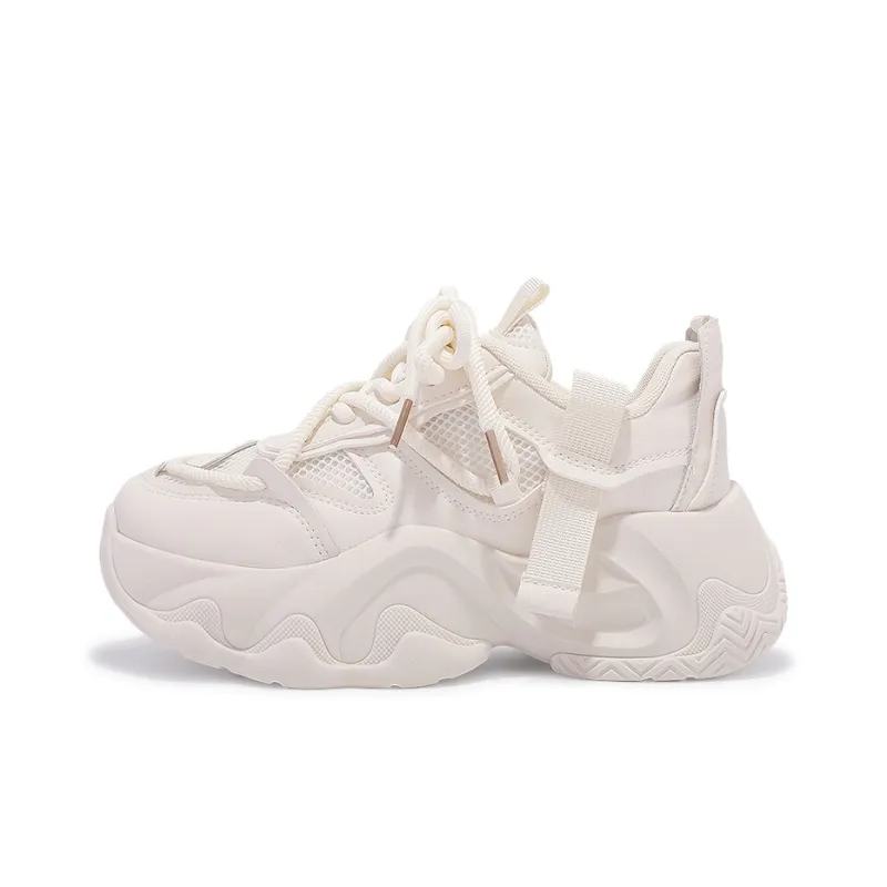 SNXR Anti-Slip Wear-Resistant Waterproof And Breathable Low-Top Chunky Sneakers Women's Beige-43