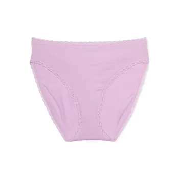 Victoria's Secret The Lacie Lace-Trim Cotton High-Leg Brief Panty / V S Underpants Women's 1 Pack Violet