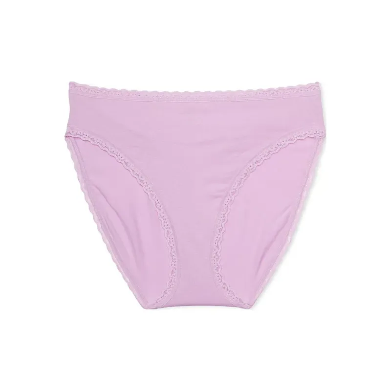 Victoria's Secret The Lacie Lace-Trim Cotton High-Leg Brief Panty / V S Underpants Women's 1 Pack Violet-0
