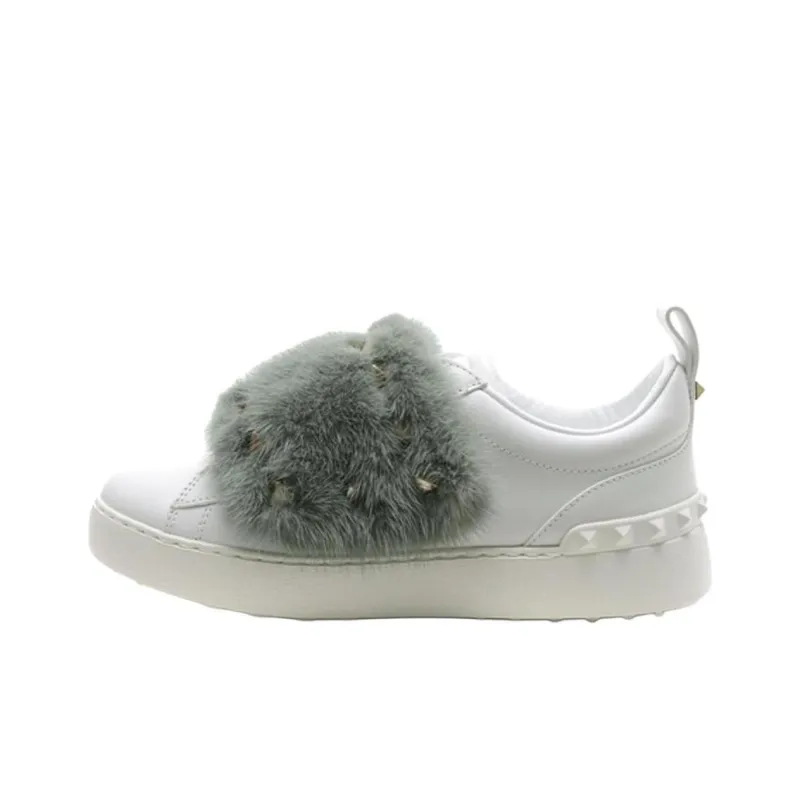Valentino Rockstud Low Top Skateboard Shoes Women's White-0