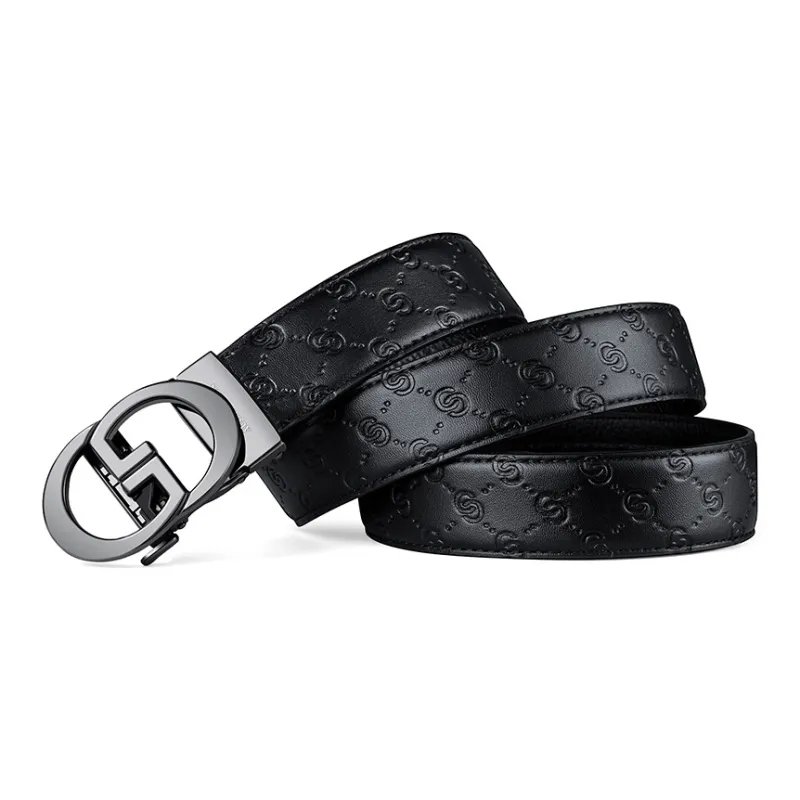 AUGTARLION High End Business And Luxurious Automatic Buckle Pant Waistband Cow Leather Leather Belts Men's Width  3.5cm-1