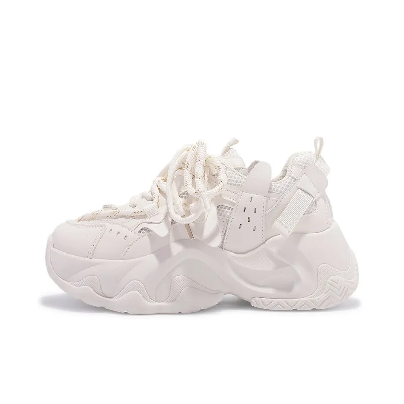 SNXR Anti-Slip Wear-Resistant Waterproof And Breathable Low-Top Chunky Sneakers Women's Beige-50