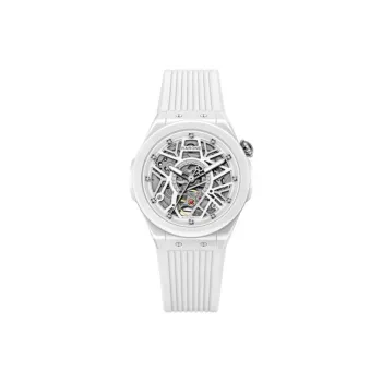 RARONE Gemini Little Twin Stars Q Mechanical Movement Silicone Strap Watch Women's Watch White Dial