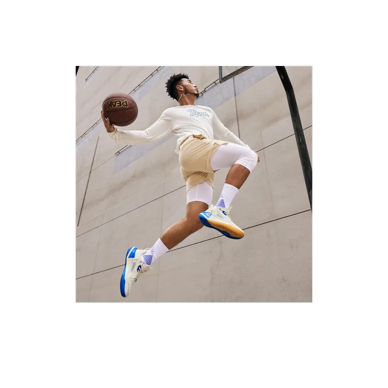 PEAK Basketball Shoes Men Low Top Ecru/Colorful Blue-6
