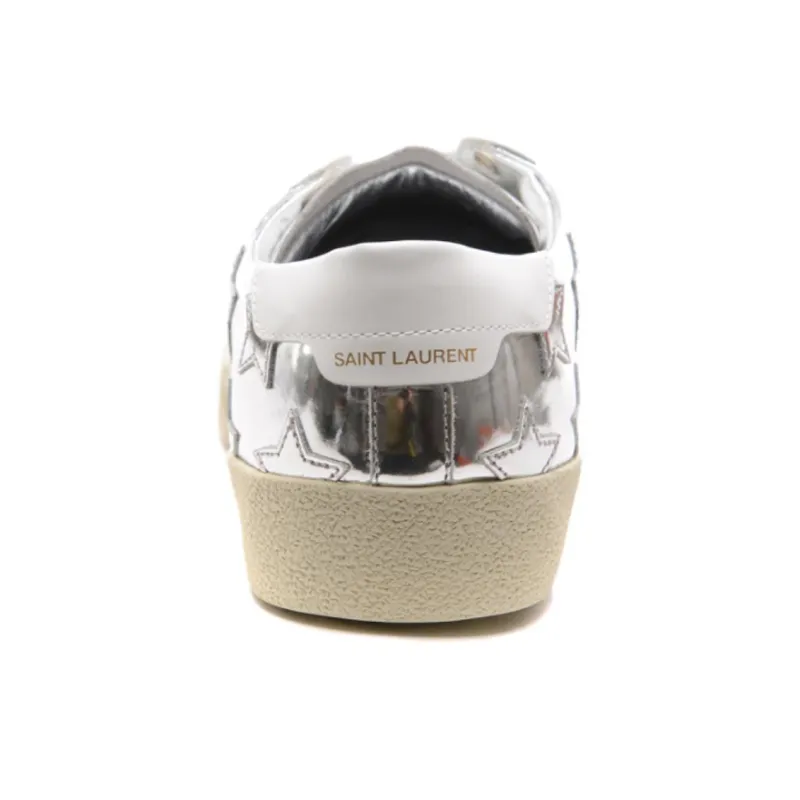 SAINT LAURENT Court Classic Low Top Skateboard Shoes Men's Silver-4