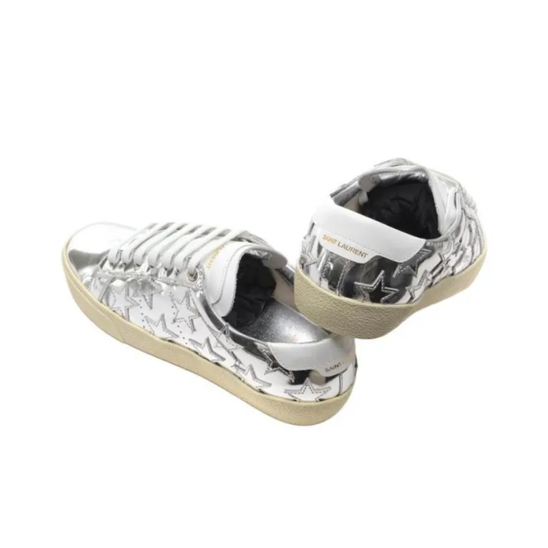 SAINT LAURENT Low Top Skateboard Shoes Women's Silver-4