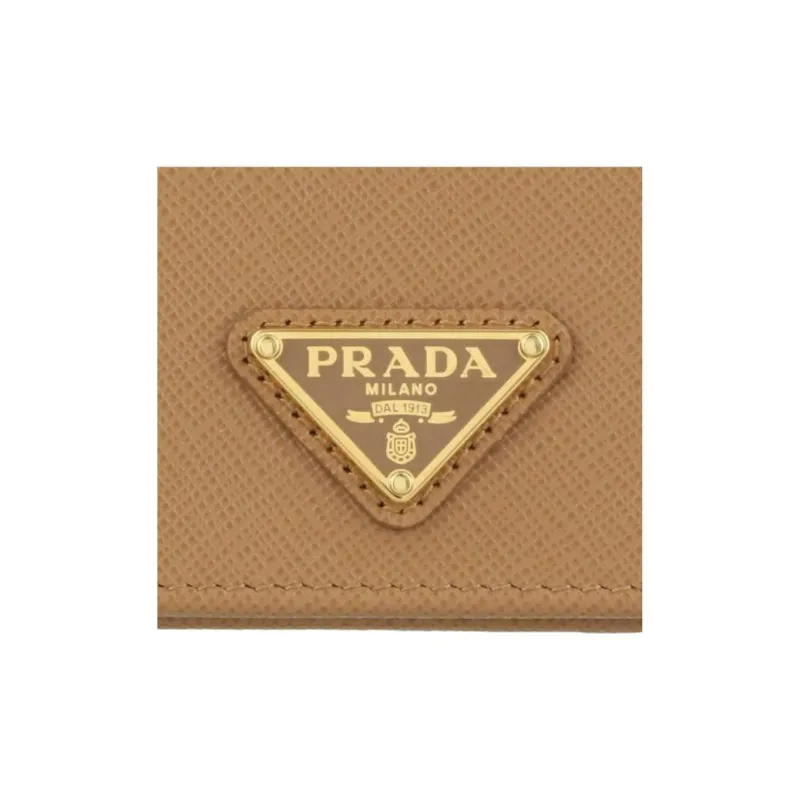 PRADA Leather Wallet Women's Beige-7