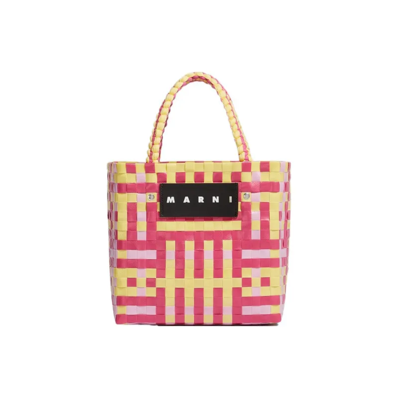 MARNI Basket Series Polypropylene Tote Bag, Shopping Bag, Handbag Regular Women's Soft Pink-0