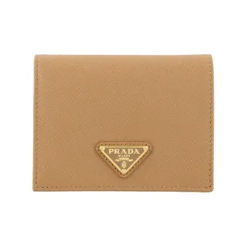 PRADA Leather Wallet Women's Beige