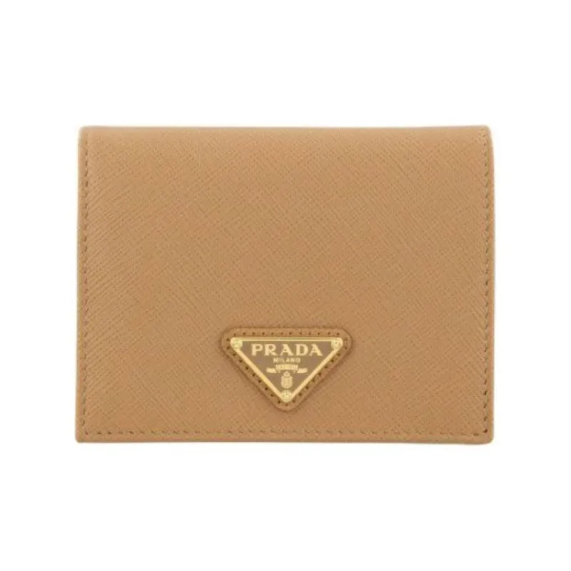 PRADA Leather Wallet Women's Beige-0