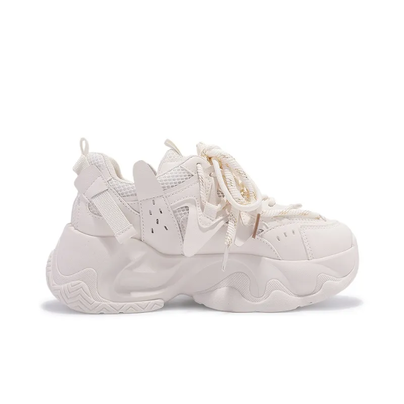 SNXR Anti-Slip Wear-Resistant Waterproof And Breathable Low-Top Chunky Sneakers Women's Beige-51