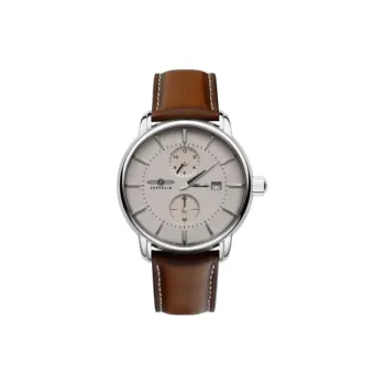 ZEPPELIN Automatic Mechanical Movement Men's Watches Watch 43mm White Dial Stainless Steel Watch Case Cow Leather Strap