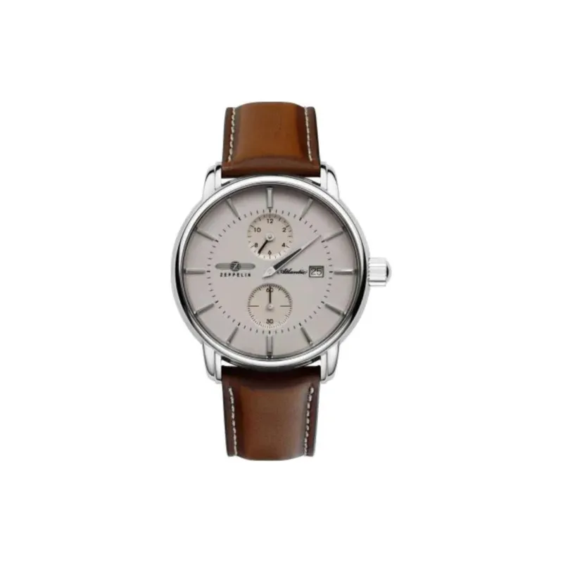 ZEPPELIN Automatic Mechanical Movement Men's Watches Watch 43mm White Dial Stainless Steel Watch Case Cow Leather Strap-0