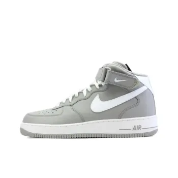 Nike Air Force 1 Cushioned Slip-Resistant Abrasion-Resistant Mid-Top Basketball Shoes Men's Gray