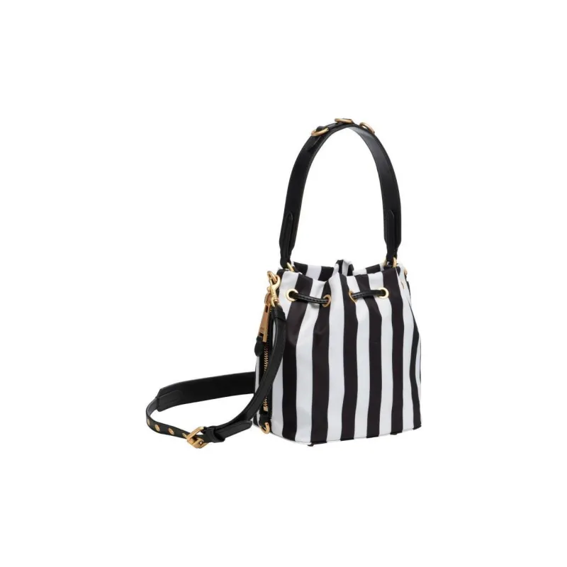 MOSCHINO Cotton Bucket Bags Shoulder Bag Crossbody Bag Handbag Women's Black & White-1
