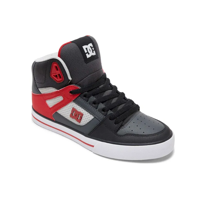 DC Shoes High Top Skateboard Shoes Men's Gray Red-2