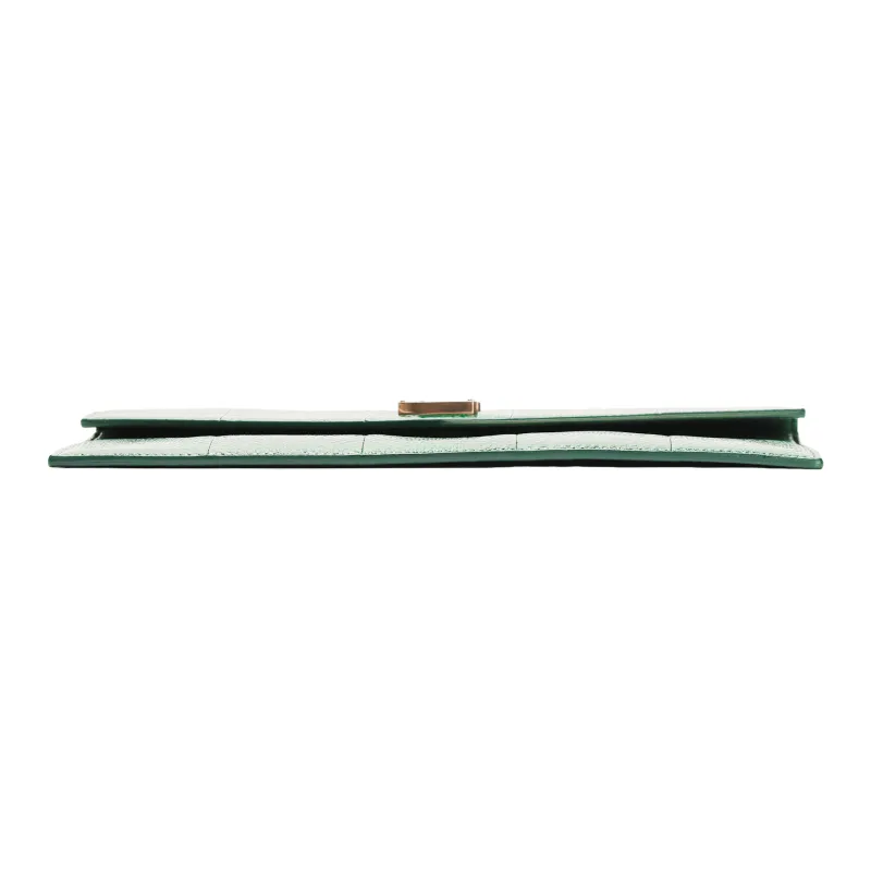 SAINT LAURENT UPTOWN Snake Skin Envelope Bag, Clutch Small Size Women's Grassland Green-6